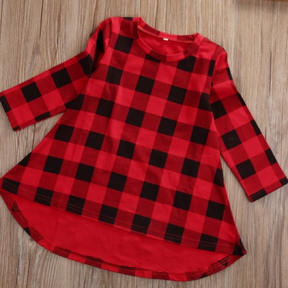 Buffalo Plaid Red Black High Lo Dress - Picture 7 of 8